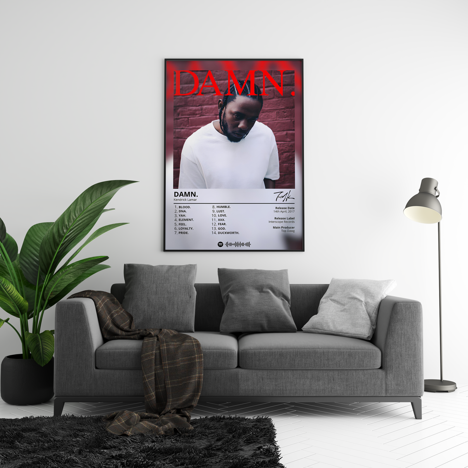Kendrick Lamar Damn album cover poster print wall art decor