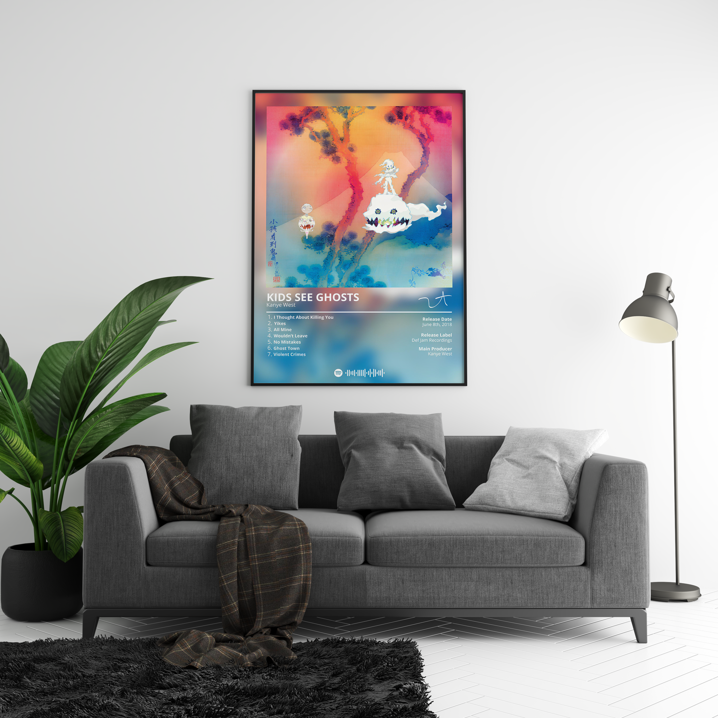 Kanye West Kids See Ghosts Album poster wall art print room decor