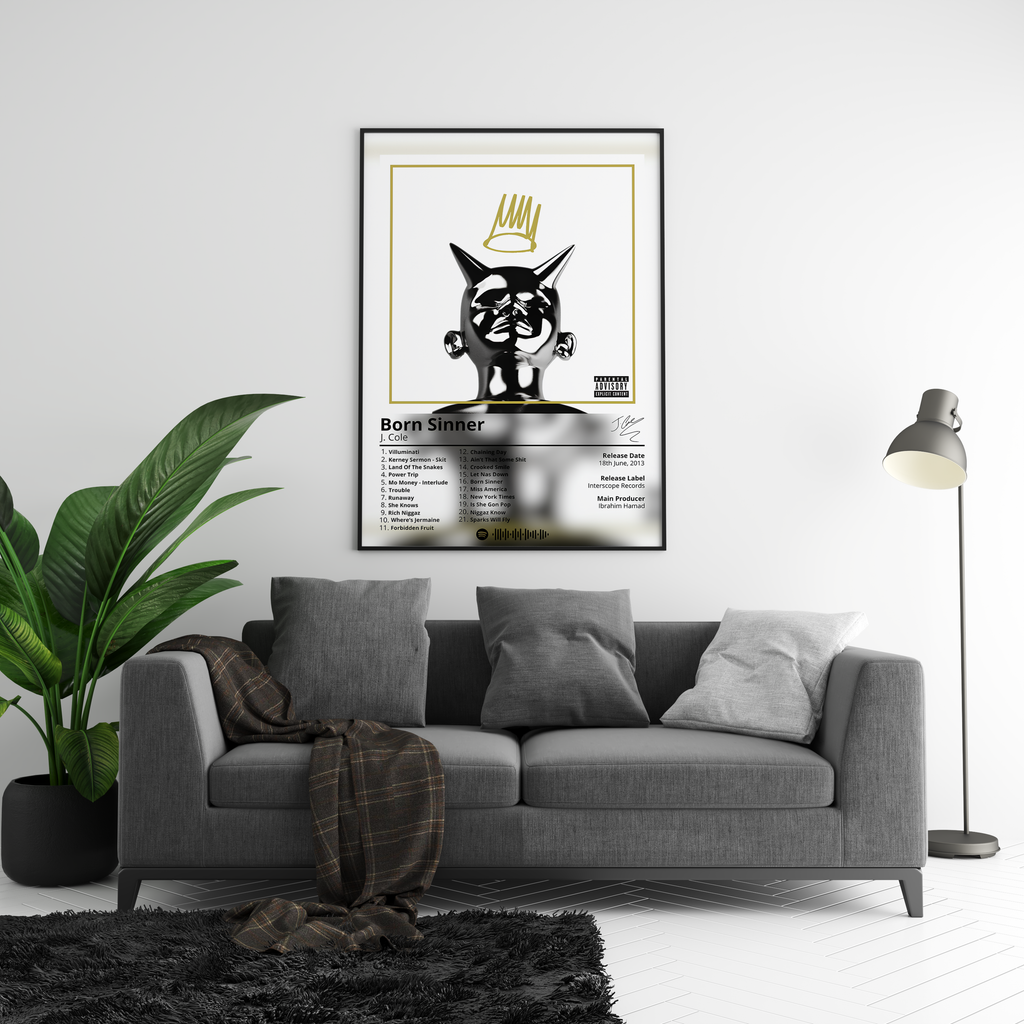 J. Cole Born Sinner   1 album cover poster print wall art decor