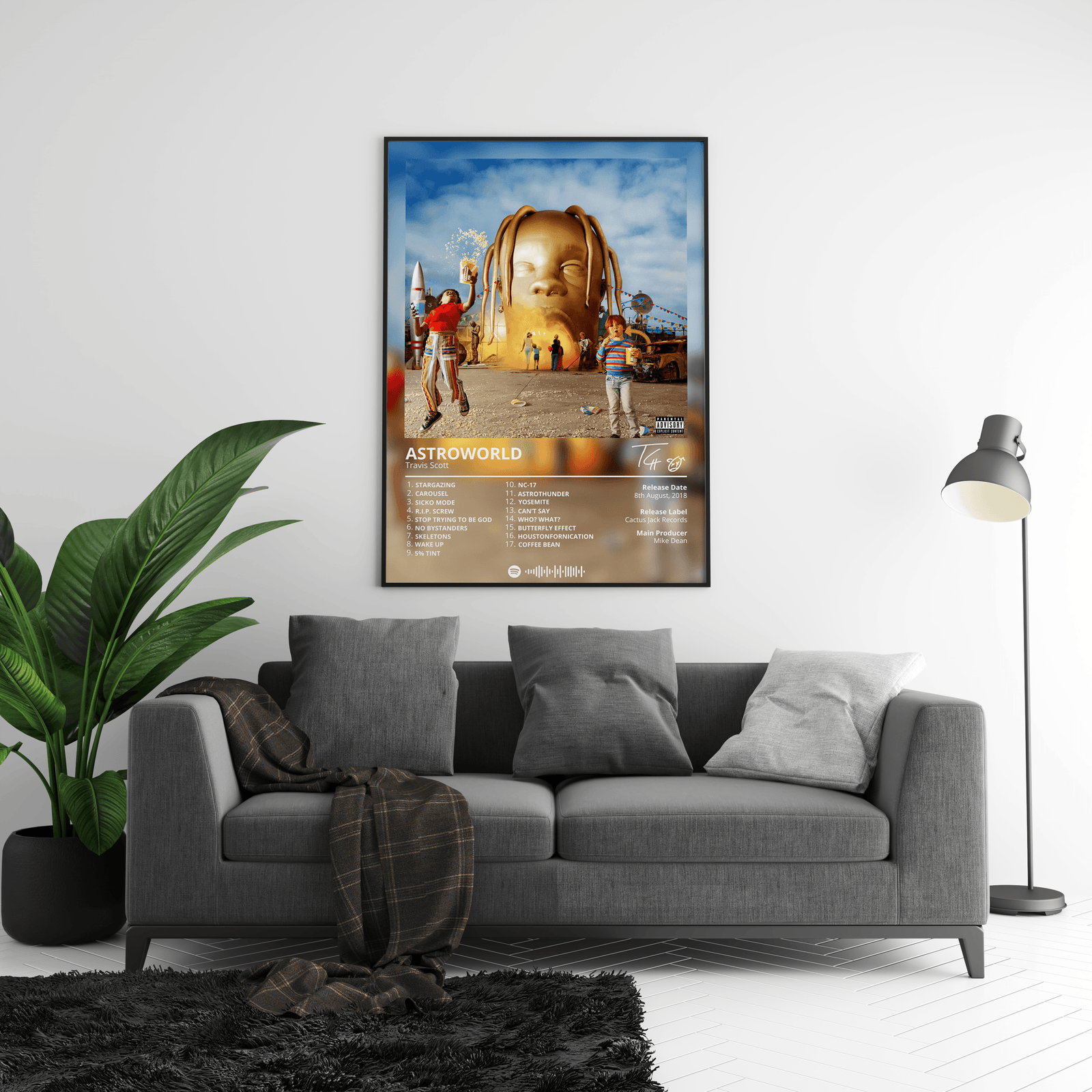 Travis Scott Astroworld Tracklist  | Unframed Hip Hop album cover poster print wall art decor