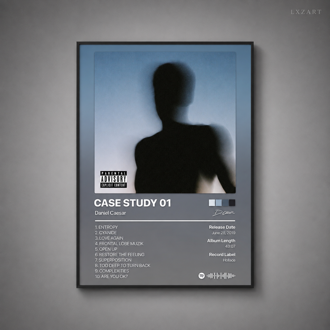 Daniel Caesar CASE STUDY 01 Tracklist Poster | Unframed Bedroom Wall Art