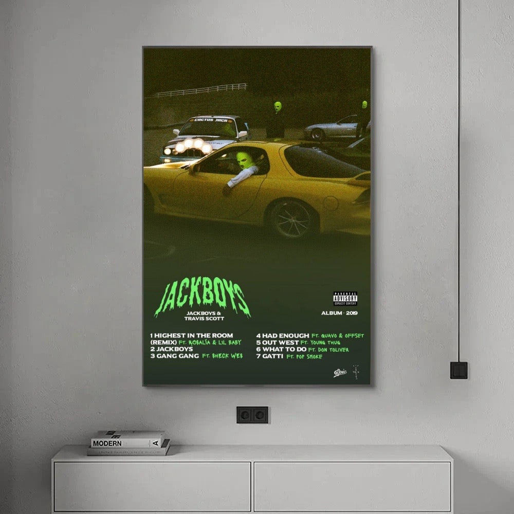 Travis Scott Jackboys Tracklist Wall Art Print Green Edition album cover poster print wall art decor