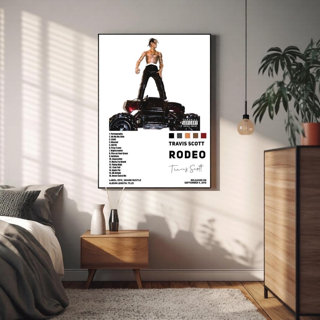 Travis Scott Rodeo Tracklist  White Edition album cover poster print wall art decor