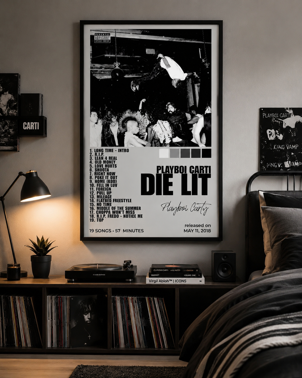 Playboi Carti Die Lit Tracklist  | Unframed Bedroom Wall Art album cover poster print wall art decor