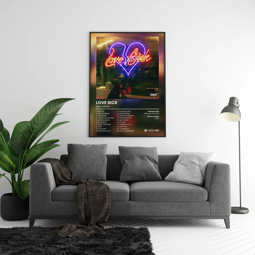 Don Toliver Love Sick Tracklist  | Unframed Bedroom Wall Art album cover poster print wall art decor