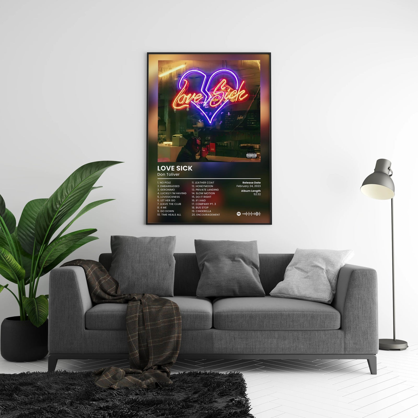Don Toliver Love Sick Tracklist | Unframed Bedroom album cover poster print wall art decor