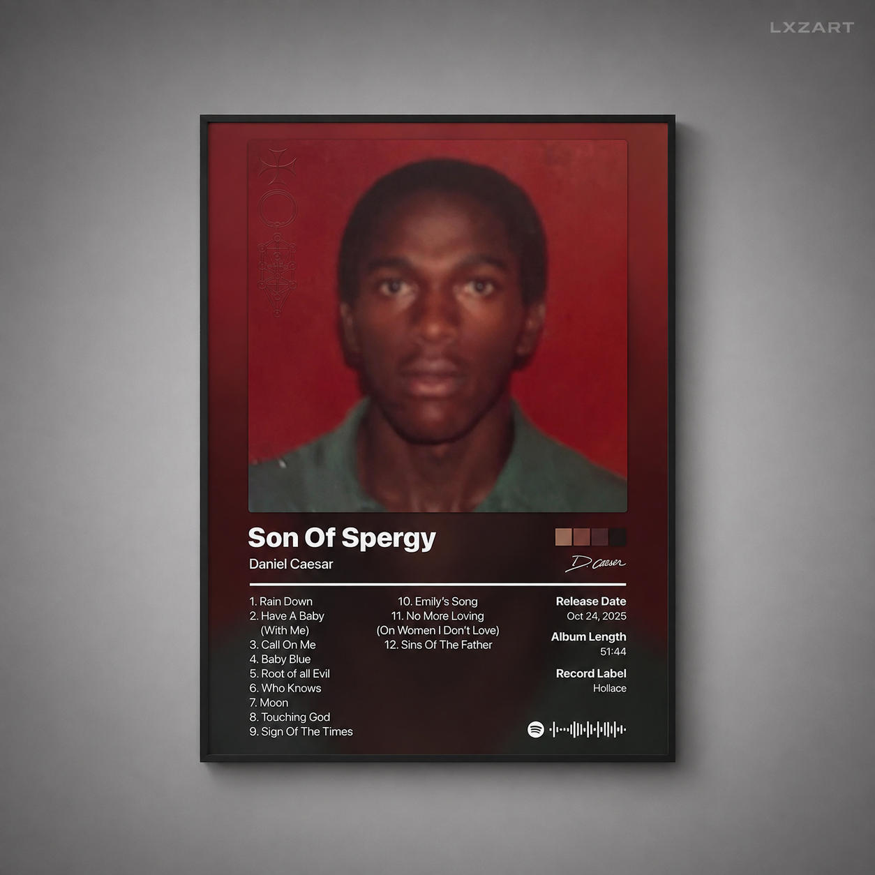Daniel Caesar Son Of Spergy Tracklist Poster | Unframed Bedroom Wall Art
