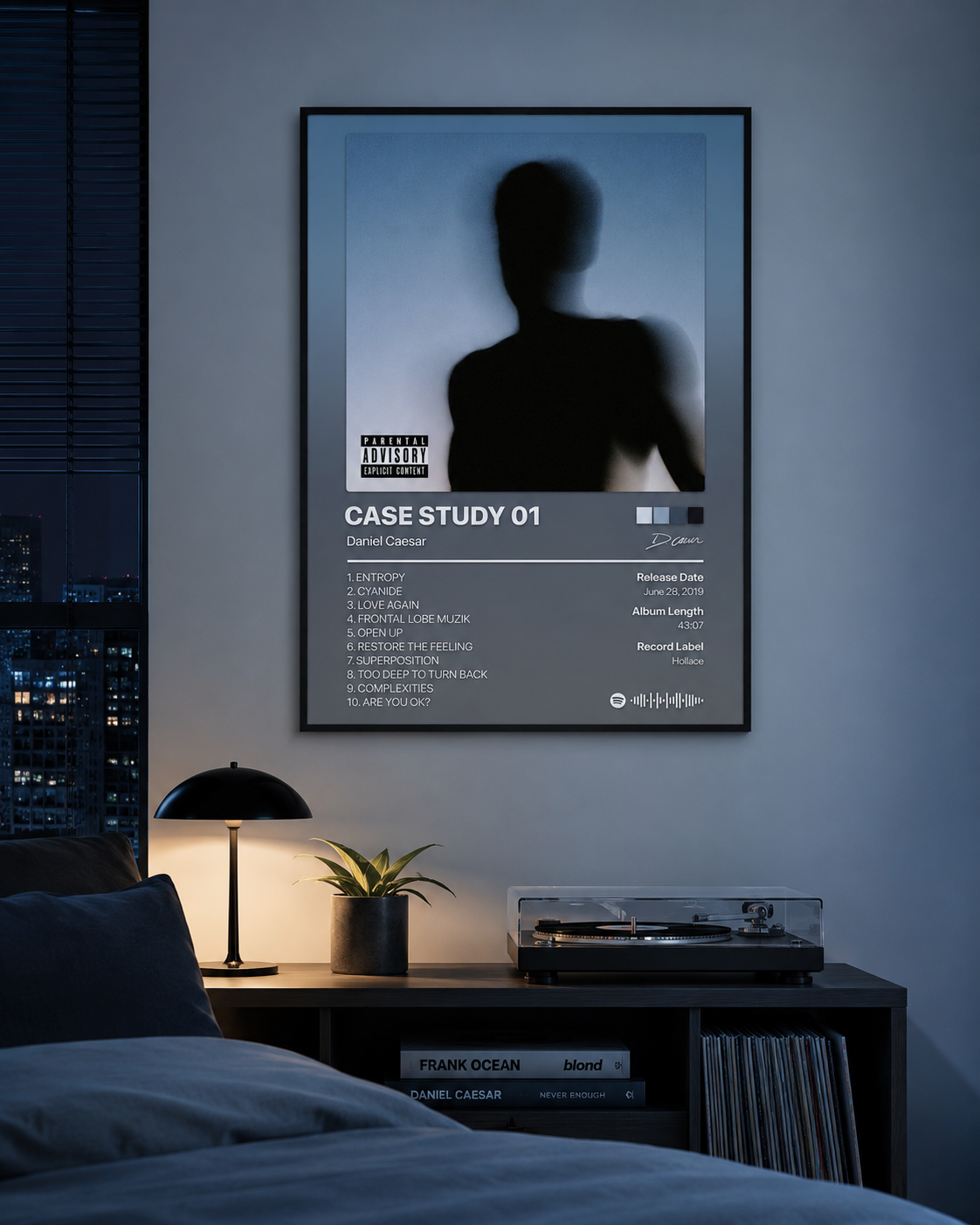 Daniel Caesar CASE STUDY 01 Tracklist Poster | Unframed Bedroom Wall Art