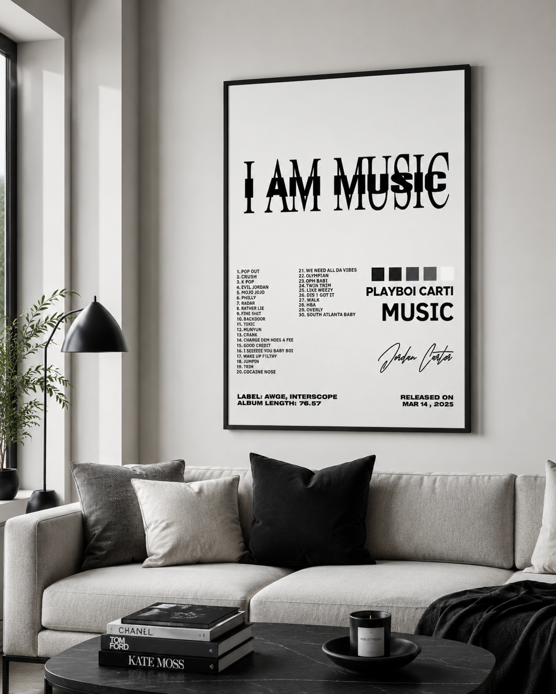 Playboi Carti I AM MUSIC Tracklist | Unframed Bedroom album cover poster print wall art decor
