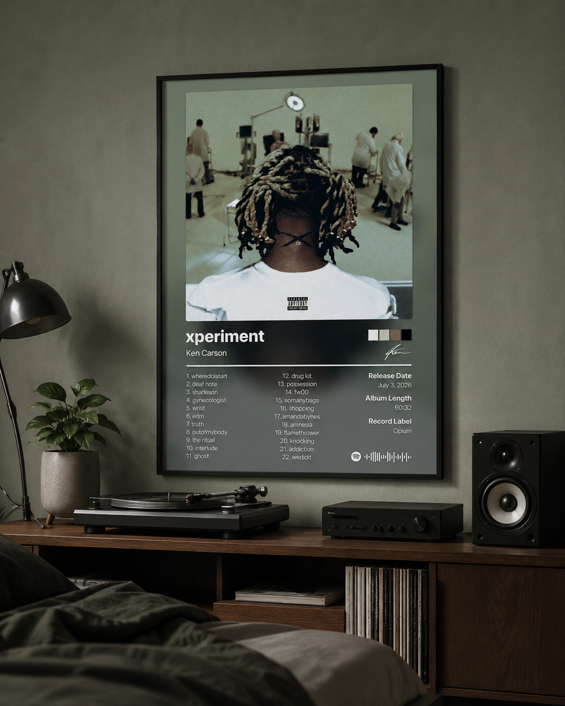 Ken Carson xperiment Tracklist Poster | Unframed Bedroom Wall Art