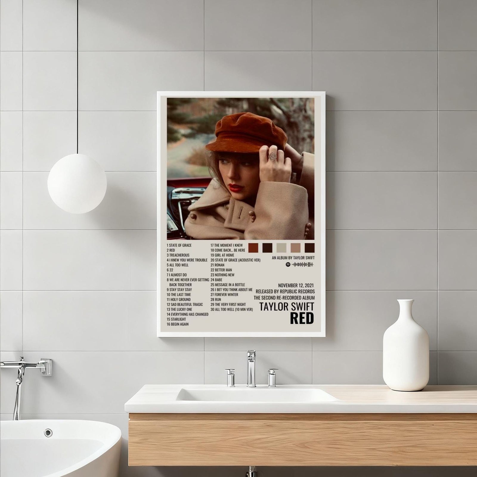 Taylor Swift Red (Taylors Version)  | Neutral Aesthetic Tracklist Art Print | Fall Vibe Music Wall Decor album cover poster print wall art decor