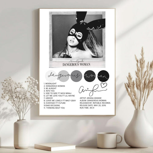 Ariana Grande Dangerous Woman Tracklist  | Unframed Bedroom album cover poster print wall art decor