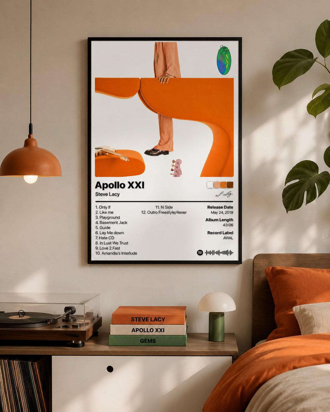 Steve Lacy Apollo XXI Tracklist Poster | Unframed Bedroom Wall Art