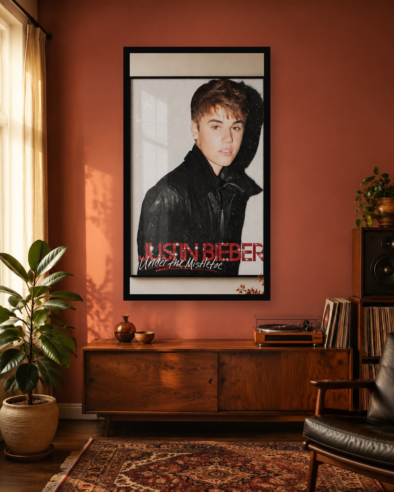 Justin Bieber Debut Era Poster in a color-matched room scene