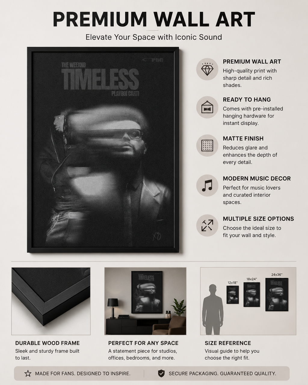 The Weeknd Tom Ford Timeless Wall Art Print - Premium Canvas , Music  Decor album cover poster print wall art decor
