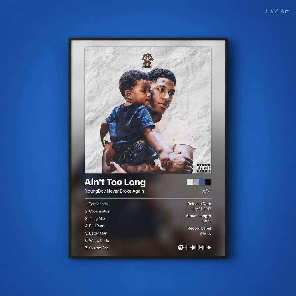 YoungBoy Never Broke Again Ain't Too Long Tracklist Poster | Unframed Bedroom Wall Art