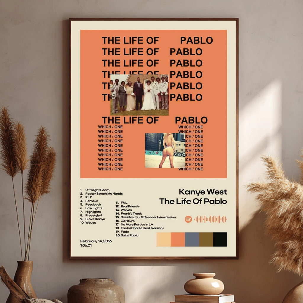 Kanye West The Life of Pablo Tracklist Wall Art Print album cover poster print wall art decor