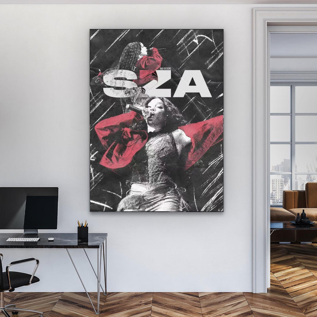 SZA Live Performance Red and Black Contrast Art album cover poster print wall art decor