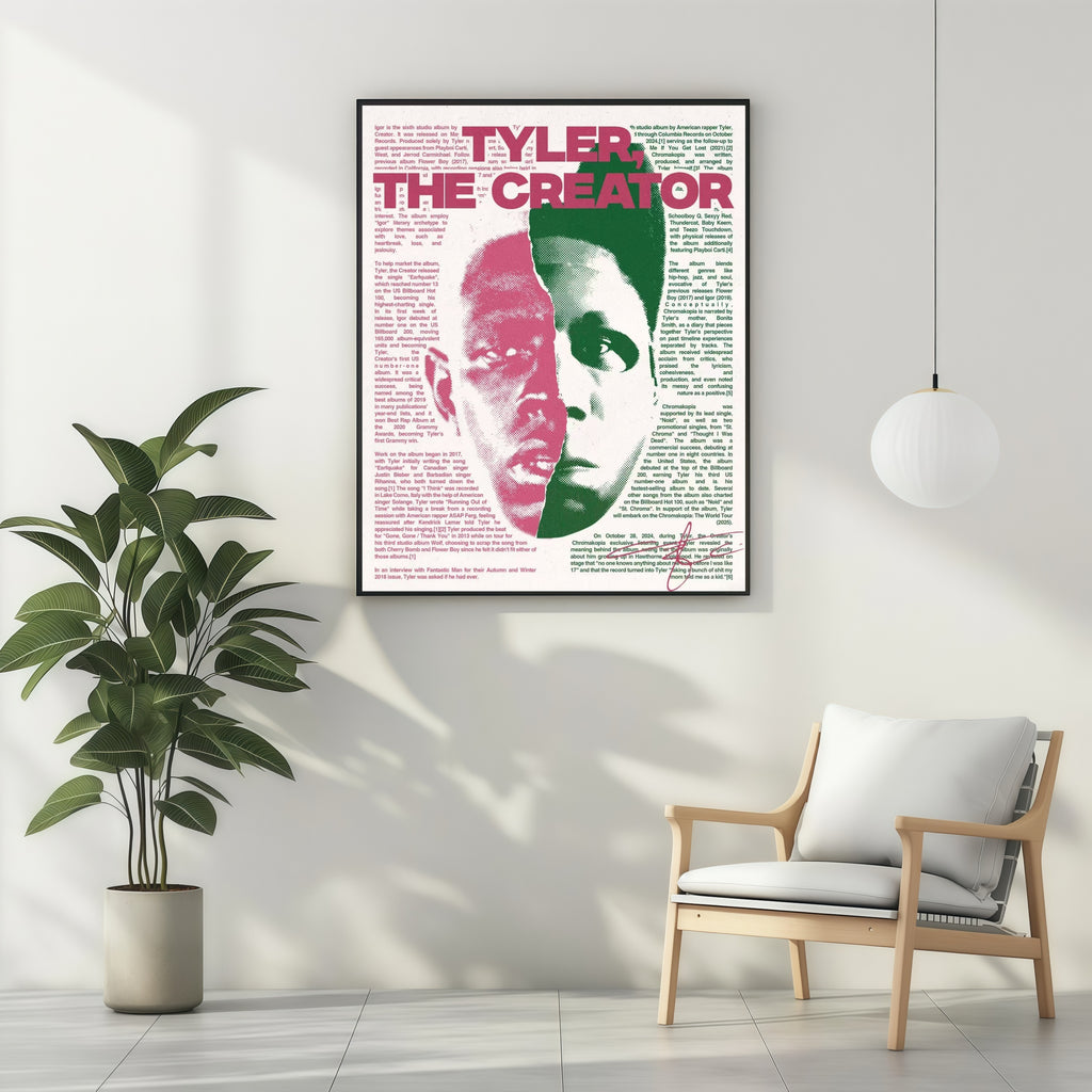Tyler, The Creator Split Face Typographic Lyric album cover poster print wall art decor