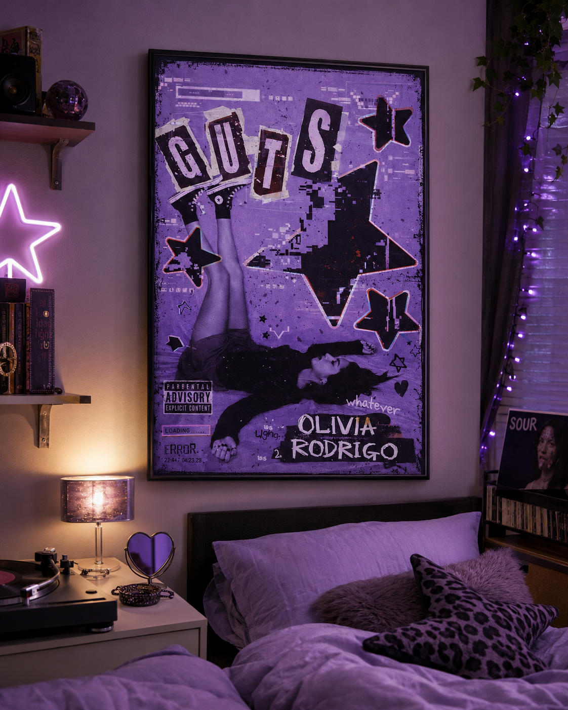 Olivia Rodrigo GUTS Glitch | Unframed Bedroom album cover poster print wall art decor