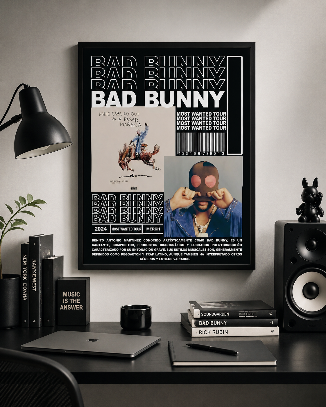 Bad Bunny Most Wanted Tour Collage | Unframed Bedroom album cover poster print wall art decor