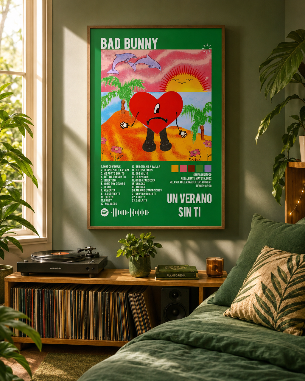 Bad Bunny Un Verano Sin Ti Green Edition  | Unframed Bedroom Wall Art album cover poster print wall art decor