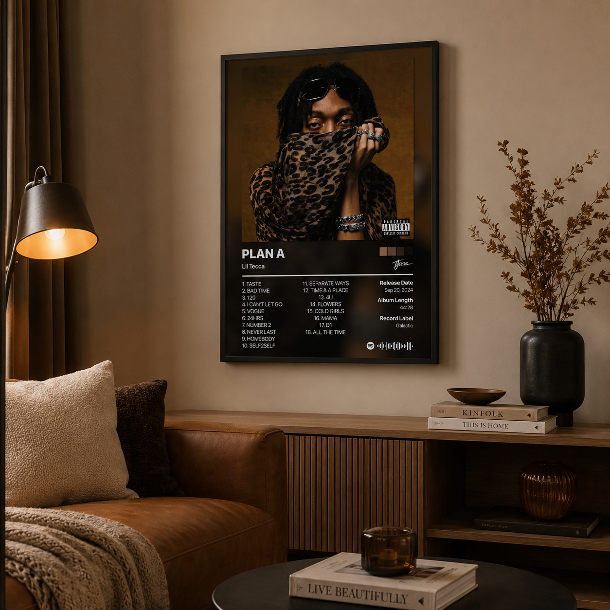 Lil Tecca PLAN A Tracklist Poster | Unframed Bedroom Wall Art