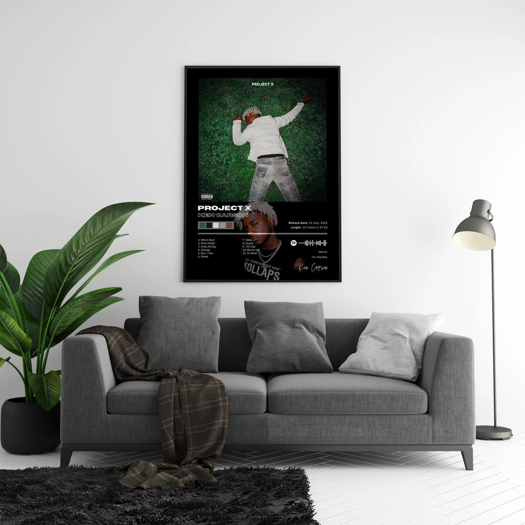Ken Carson Project X Tracklist  | Unframed Bedroom Wall Art album cover poster print wall art decor