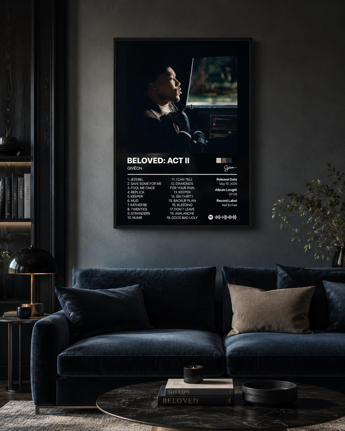 GIVĒON BELOVED: ACT II Tracklist | Unframed Bedroom album cover poster print wall art decor