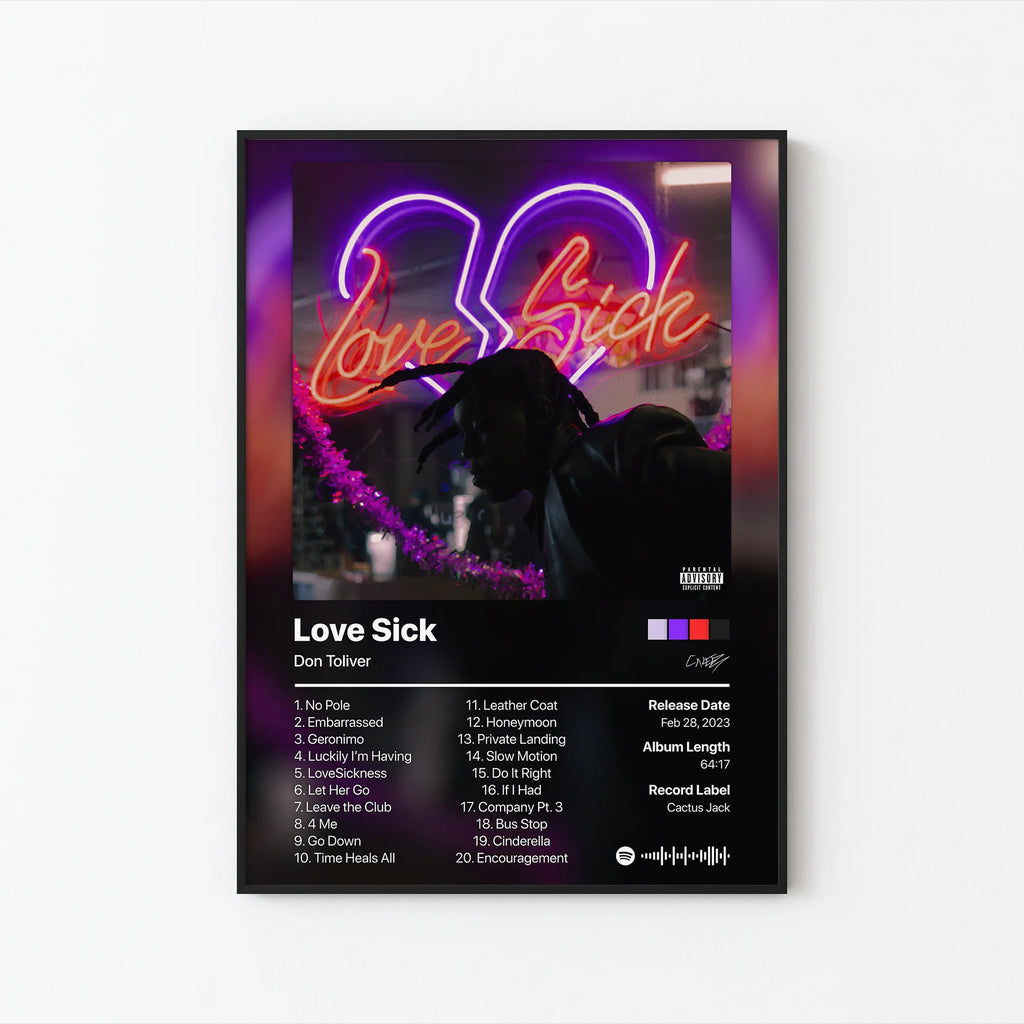 Don Toliver Love Sick Neon  | Unframed Bedroom Wall Art album cover poster print wall art decor
