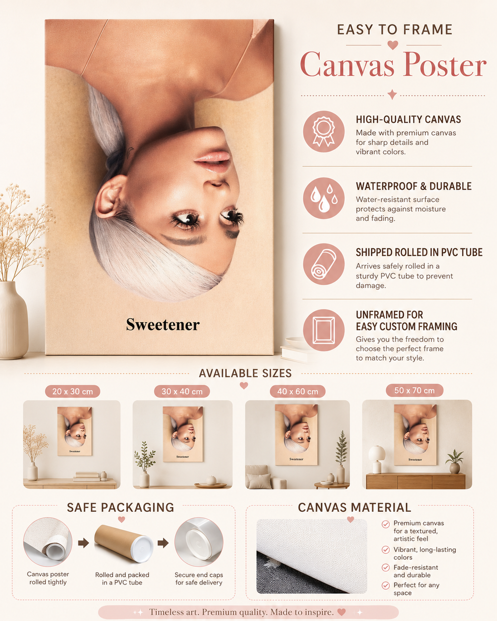 Ariana Grande Sweetener Neutral Tone  | Minimalist  Cover Art Print | Soft Aesthetic Wall Decor for Bedrooms album cover poster print wall art decor