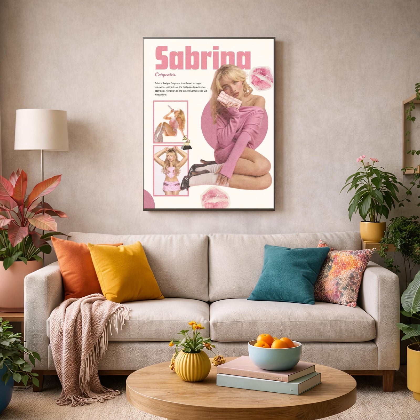 Sabrina Carpenter Pink Collage | Unframed Bedroom album cover poster print wall art decor