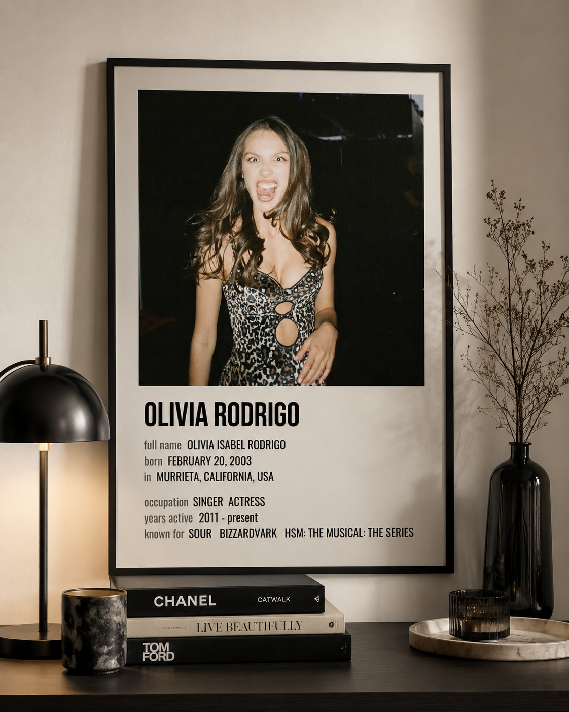 Olivia Rodrigo Biography Portrait | Unframed Bedroom album cover poster print wall art decor