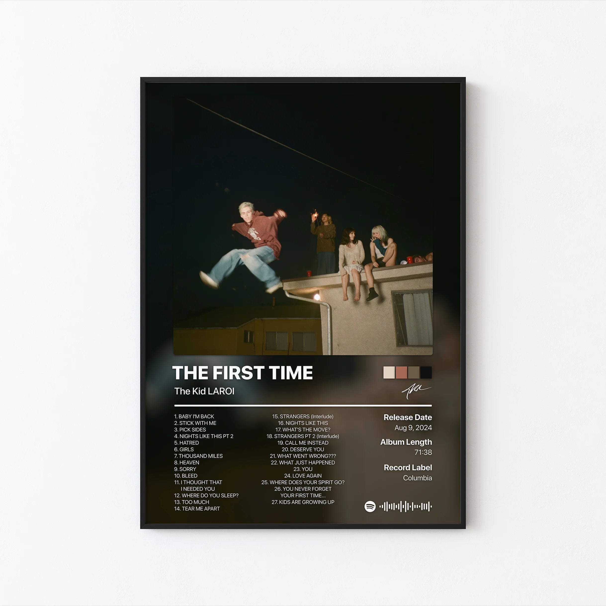 The Kid LAROI The First Time 트랙리스트 포스터 | 프레임 없는 침실 벽 장식