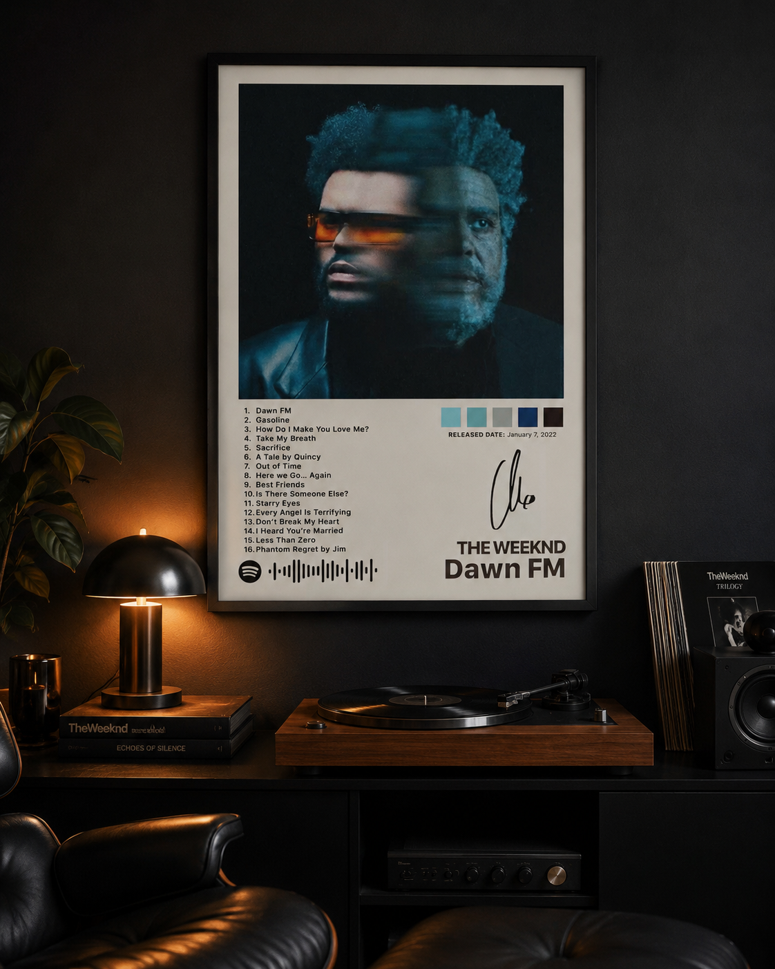 The Weeknd Dawn FM Tracklist  - Premium Canvas , Music  Decor album cover poster print wall art decor