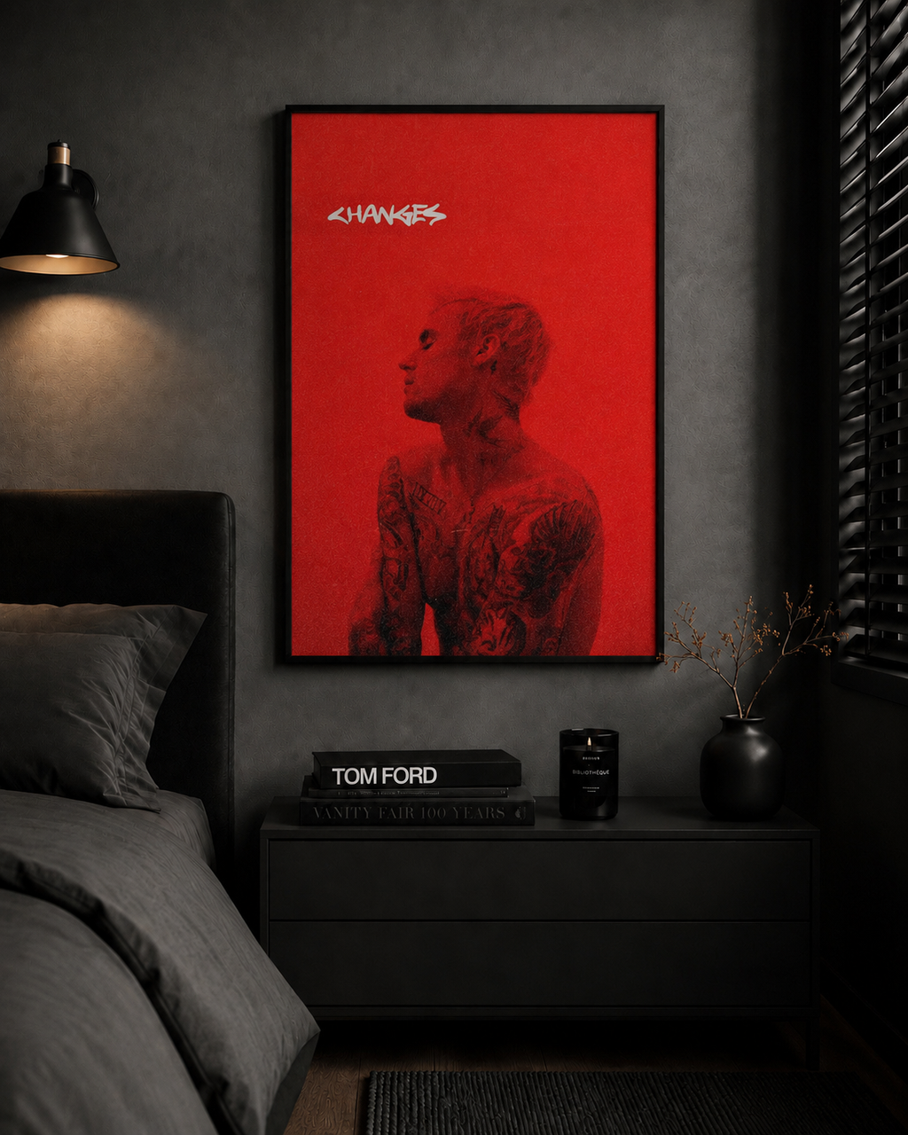 Justin Bieber Changes Red   | Waterproof Non-Woven Fabric Wall Art Print album cover poster print wall art decor