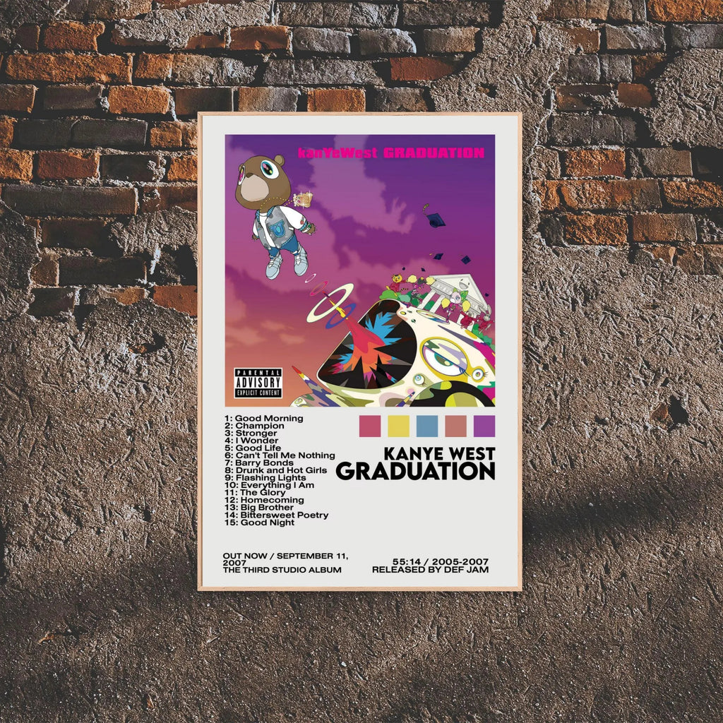 Kanye West Graduation Tracklist Wall Art Brick Edition album cover poster print wall art decor