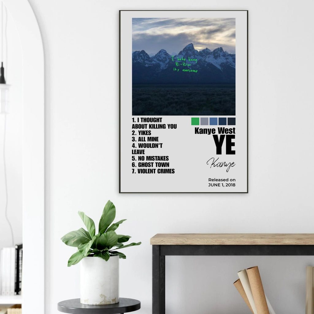 Kanye West Ye Tracklist Wall Art Print White Edition album cover poster print wall art decor