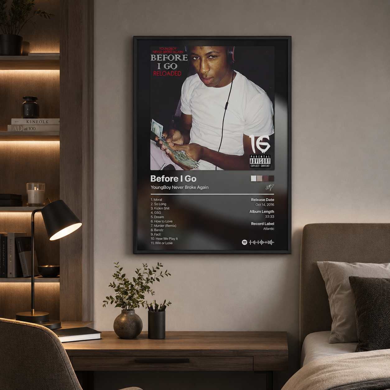 YoungBoy Never Broke Again Before I Go Tracklist Poster | Unframed Bedroom Wall Art
