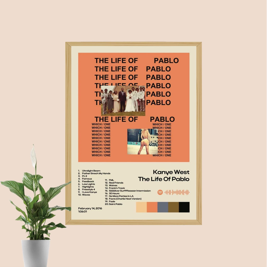 Kanye West The Life of Pablo Tracklist Wall Art Print album cover poster print wall art decor