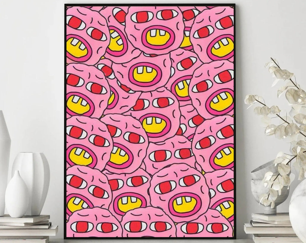 Tyler, The Creator Pink Cartoon Face All-Over Pattern album cover poster print wall art decor
