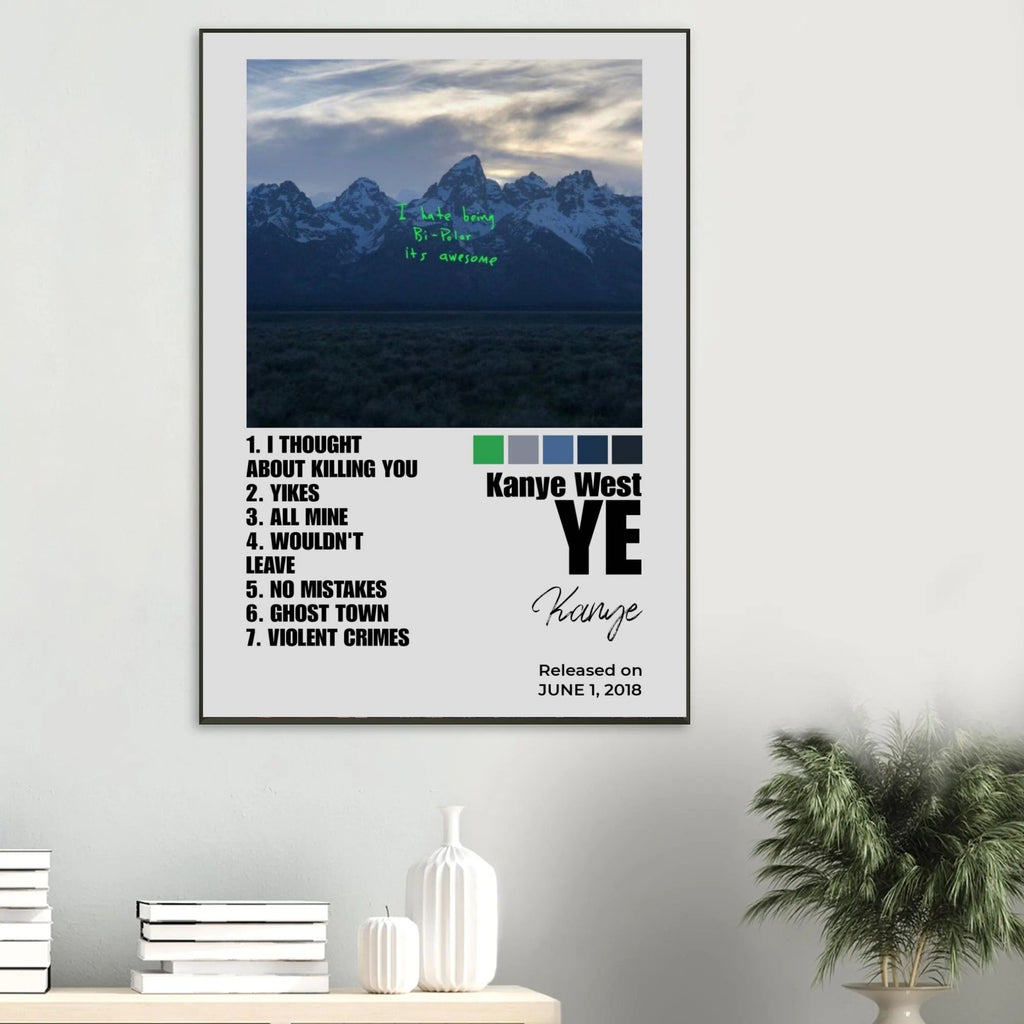 Kanye West Ye Tracklist Wall Art Print White Edition album cover poster print wall art decor