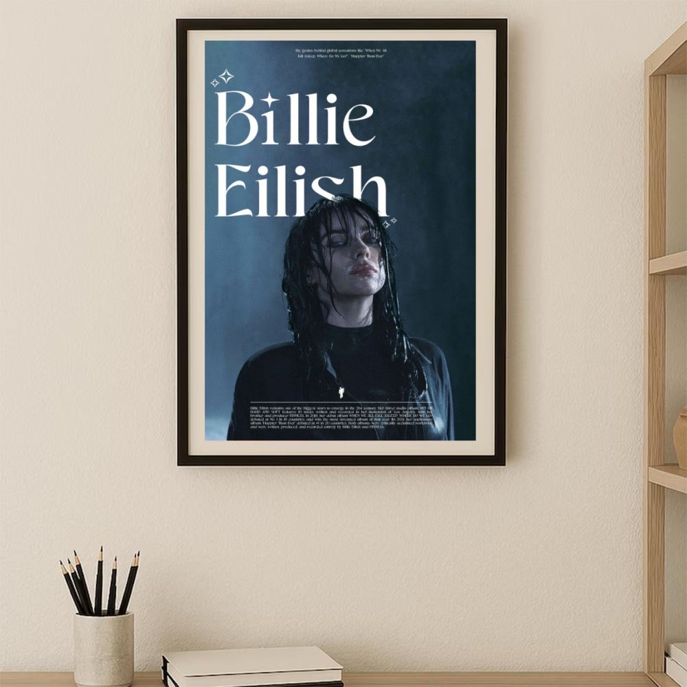 Billie Eilish Dark Aesthetic Music  Waterproof Non-woven Wall Art album cover poster print wall art decor
