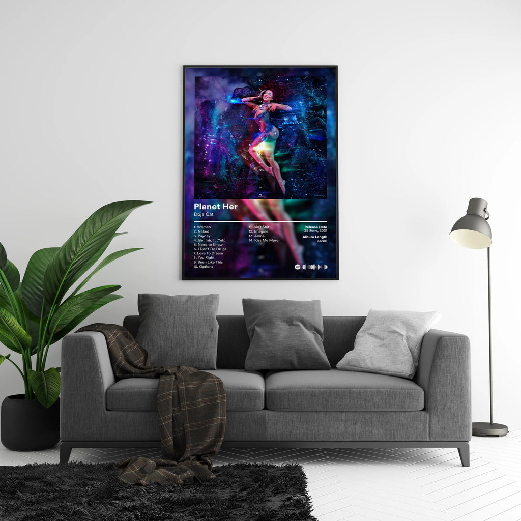 Doja Cat Planet Her Tracklist  | Unframed Bedroom Wall Art album cover poster print wall art decor