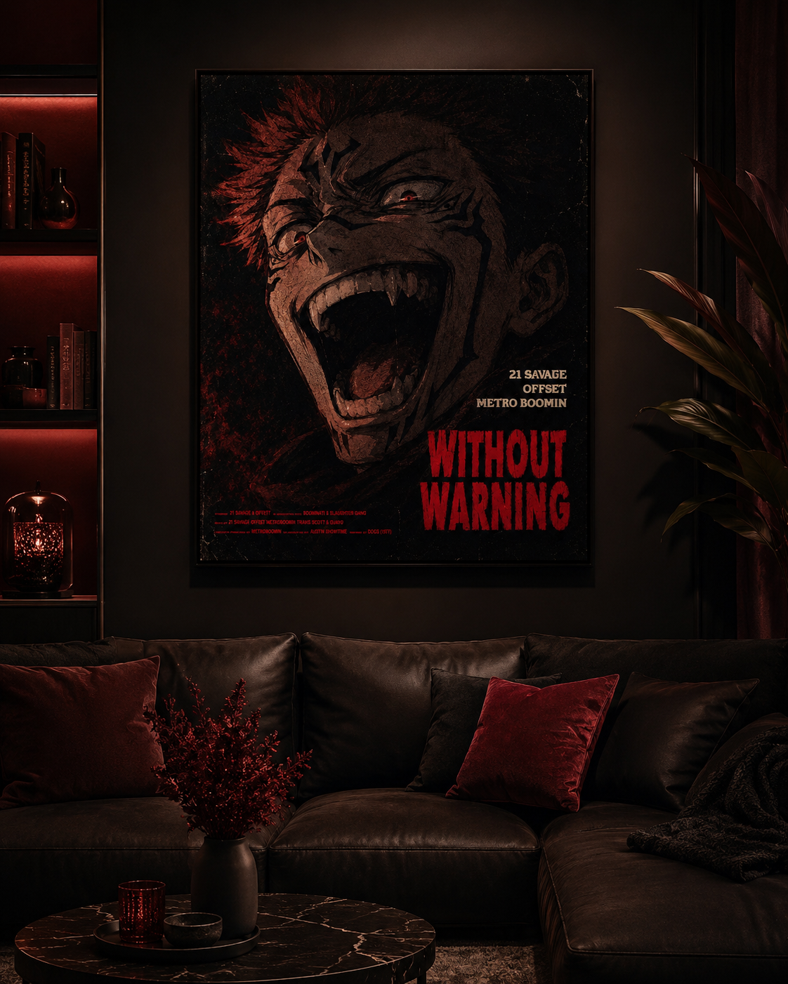 Ryomen Sukuna x Without Warning | Dark Anime-Inspired Unframed album cover poster print wall art decor