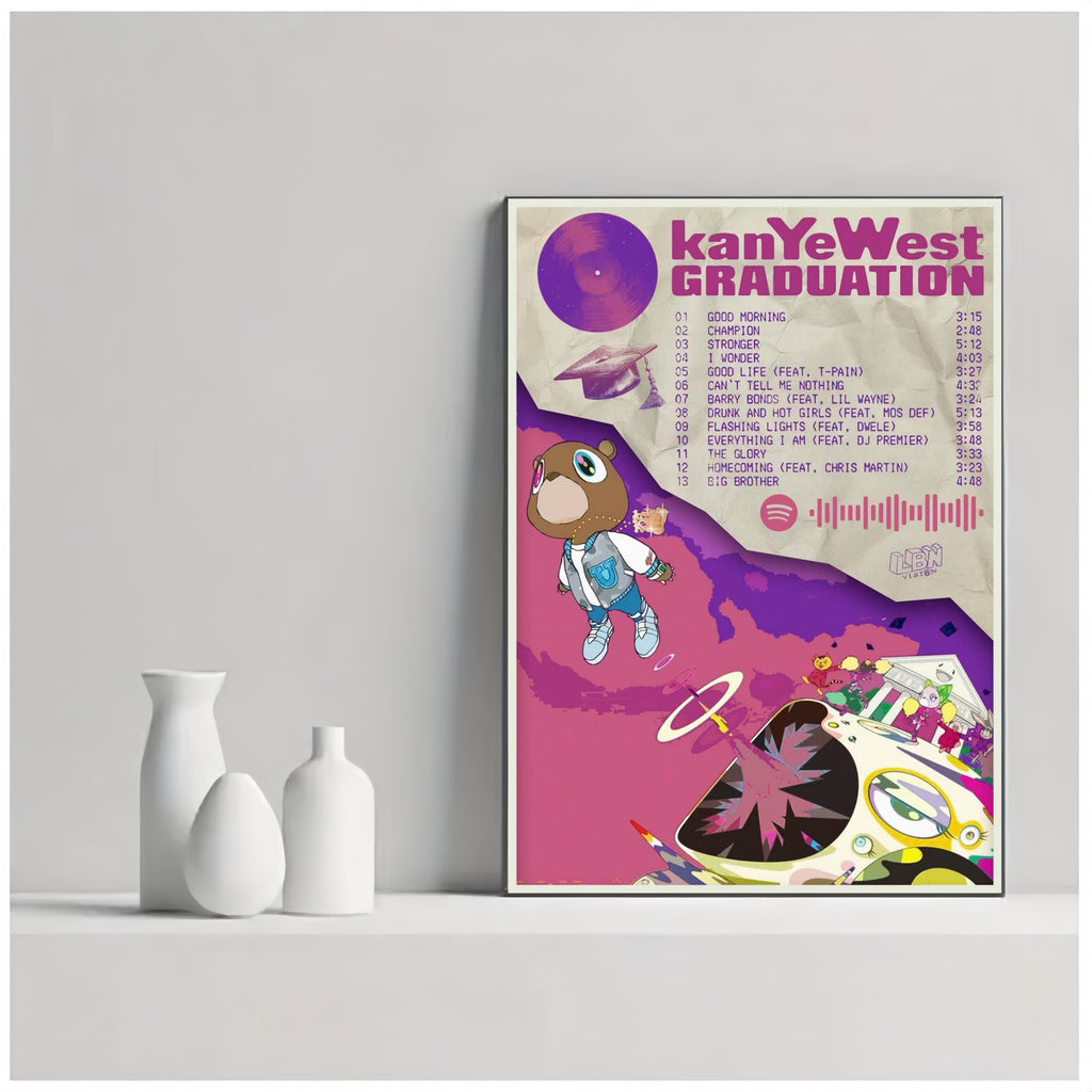 Kanye West Graduation Tracklist Wall Art Print album cover poster print wall art decor