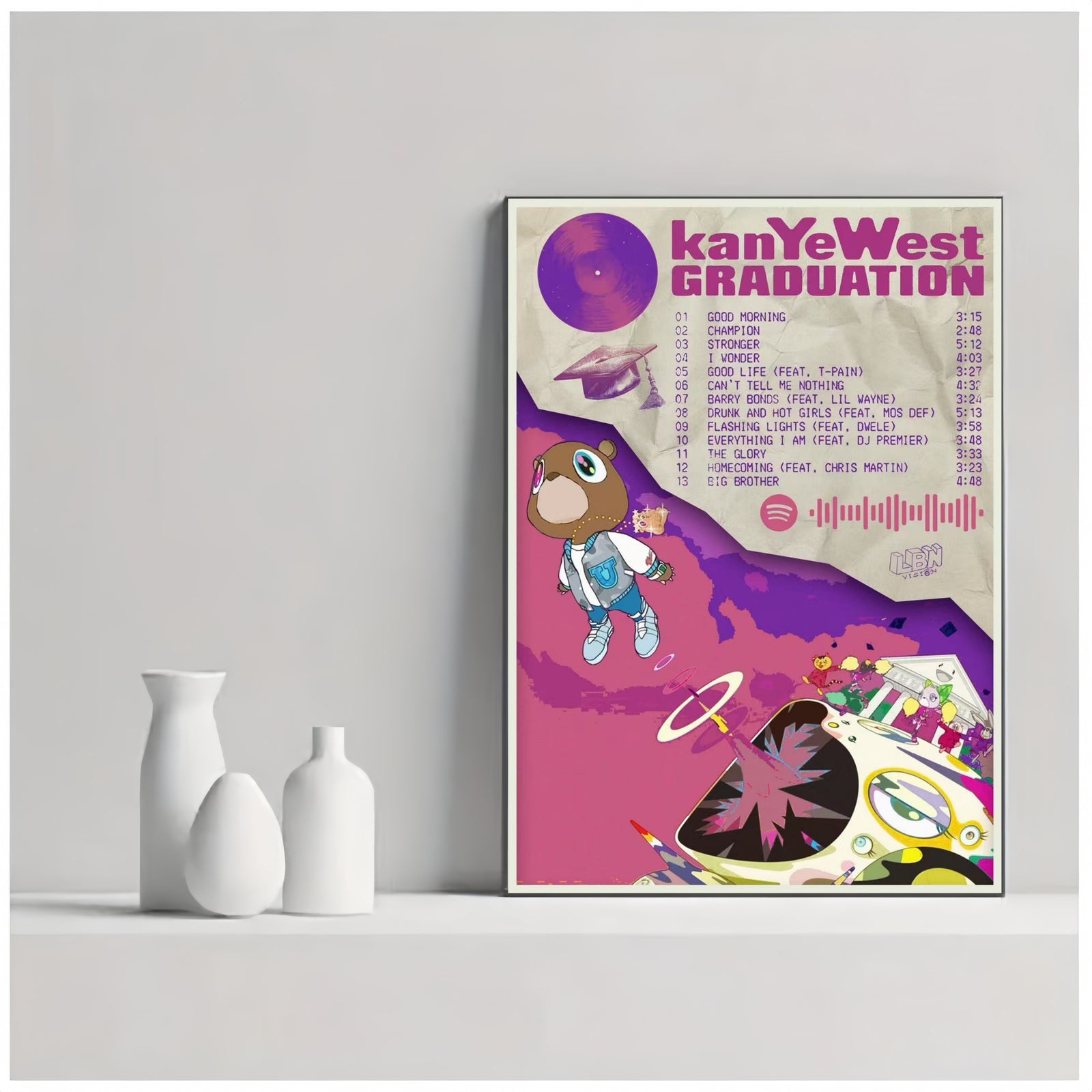 Kanye West Graduation Tracklist album cover poster print wall art decor