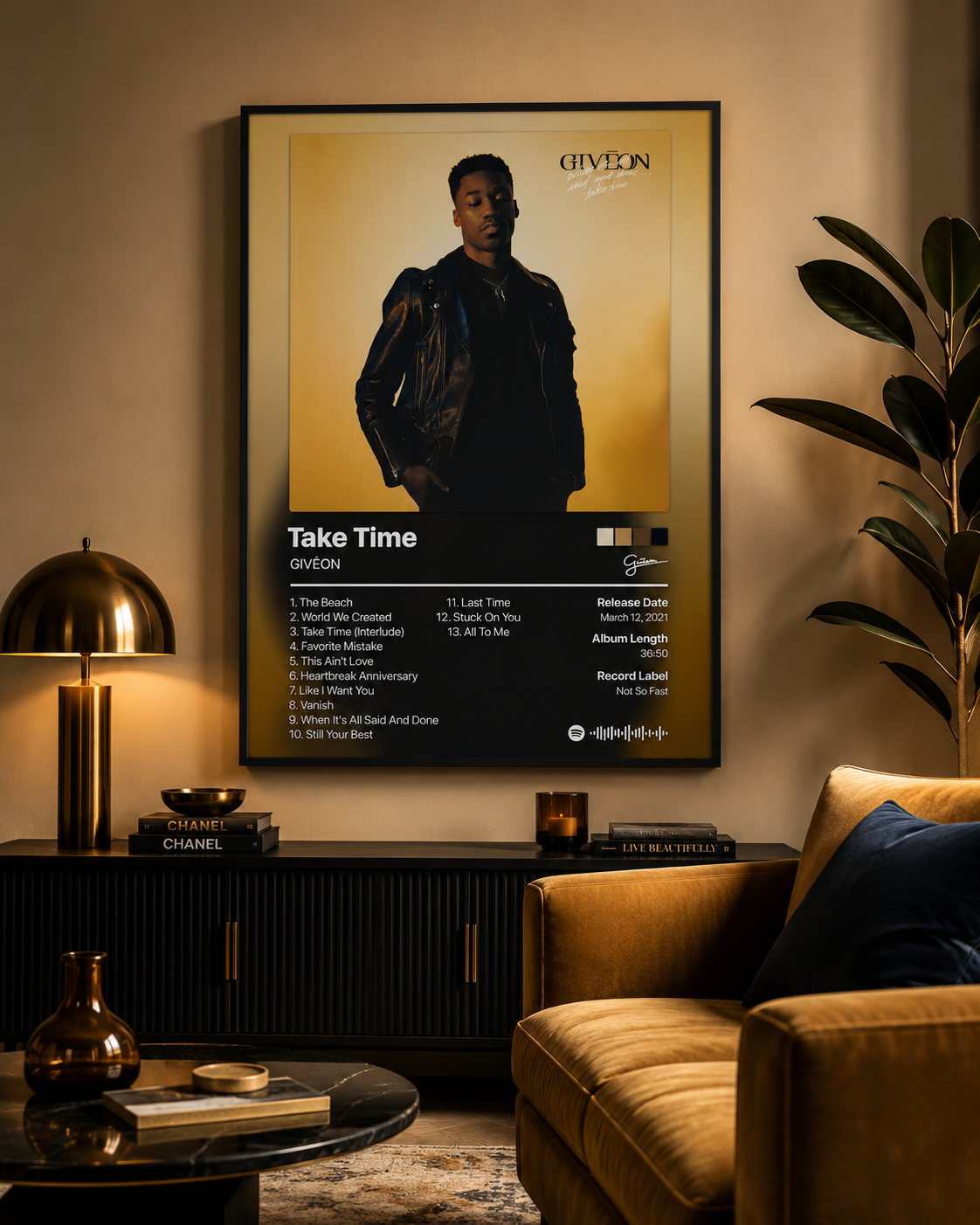 GIVĒON Take Time Tracklist | Unframed Bedroom album cover poster print wall art decor