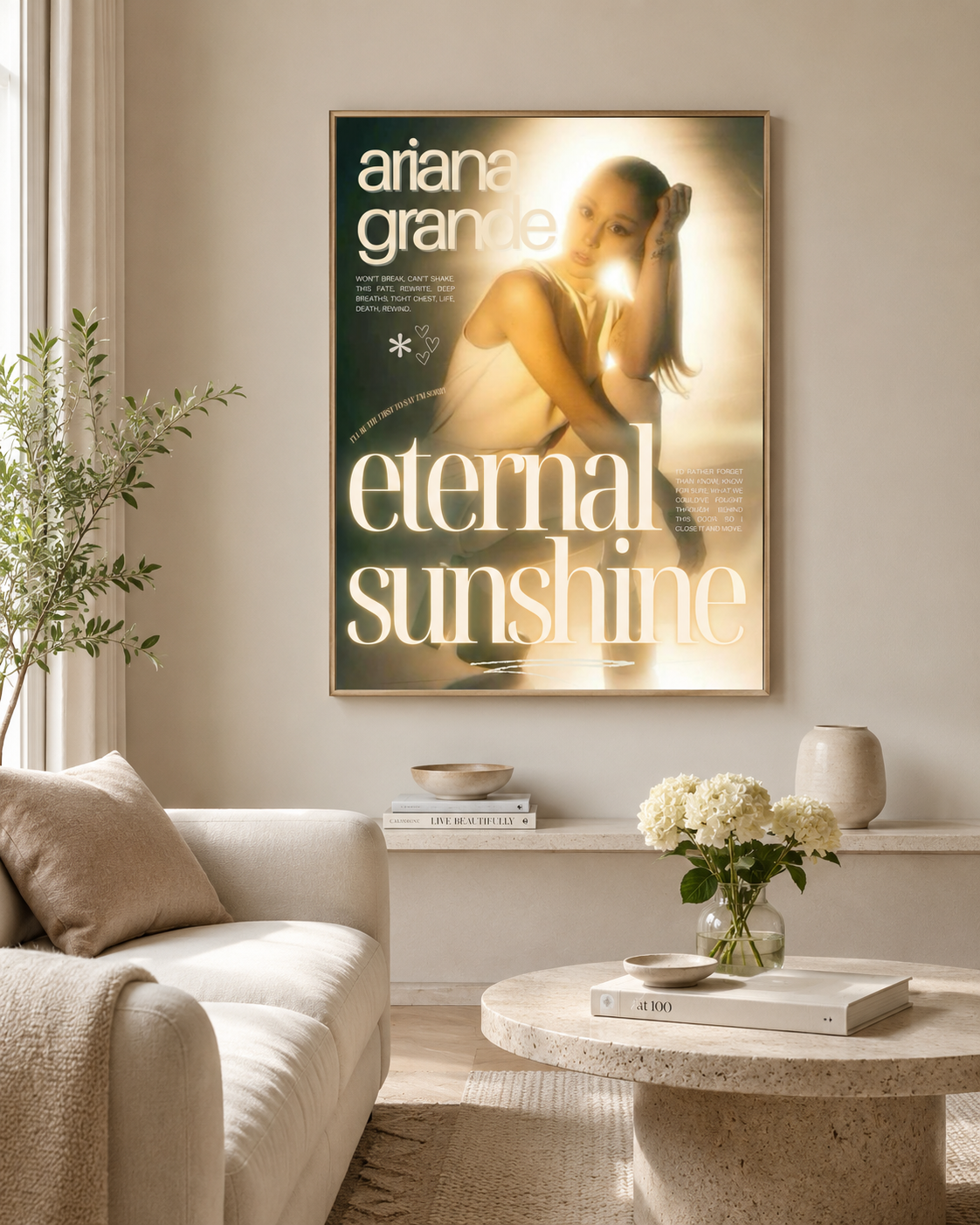 Ariana Grande Eternal Sunshine Warm Light Minimalist  | Bright  Art Print | Cozy Neutral Wall Decor album cover poster print wall art decor
