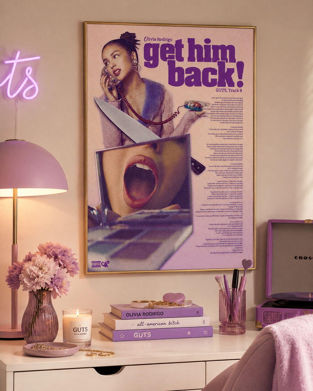 Olivia Rodrigo Get Him Back! Lyric  | Unframed Bedroom Wall Art album cover poster print wall art decor